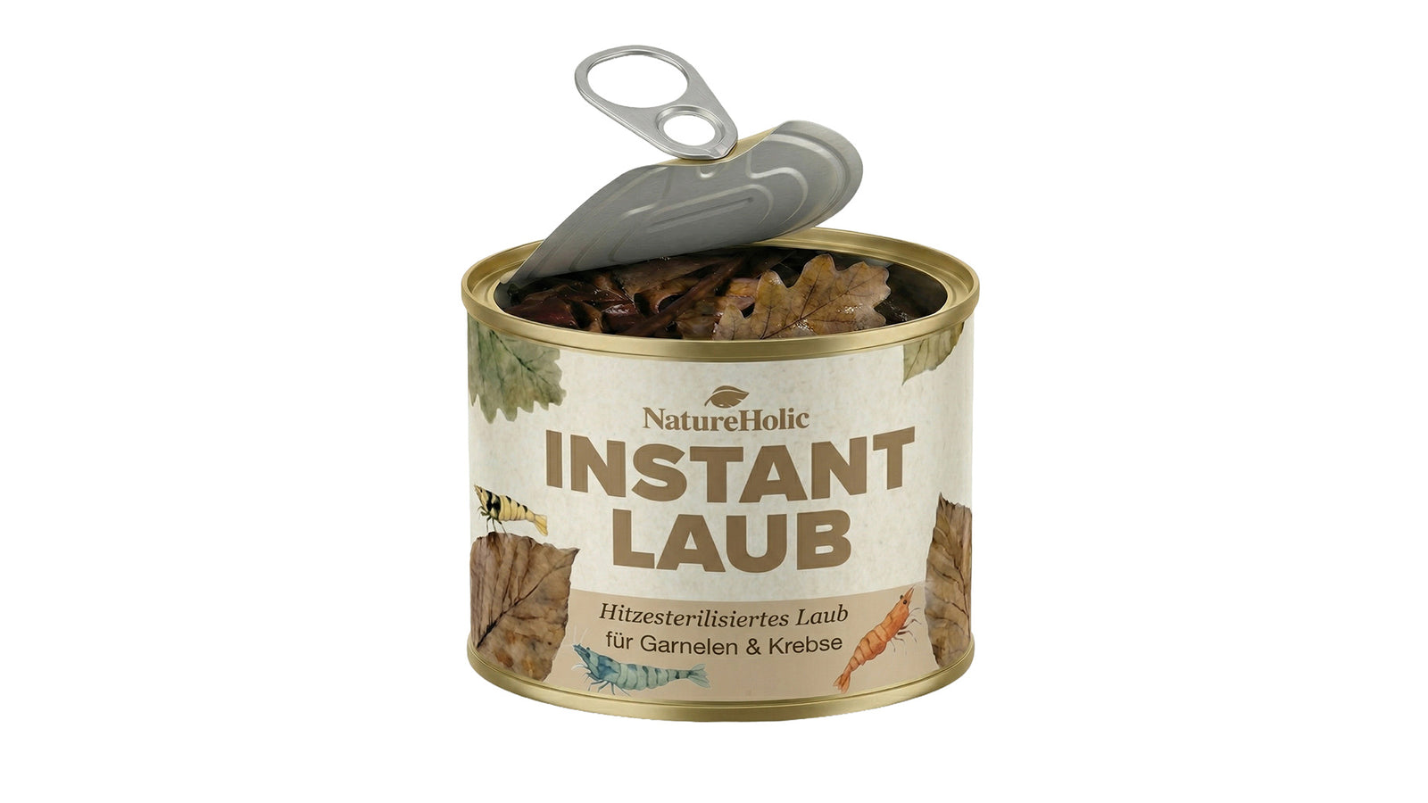 NatureHolic Instant Laub 100 g als sterilisierte und vorgewässerte Laubportionen fürs Aquarium für Garnelen, Krebse, Krabben und Schnecken
