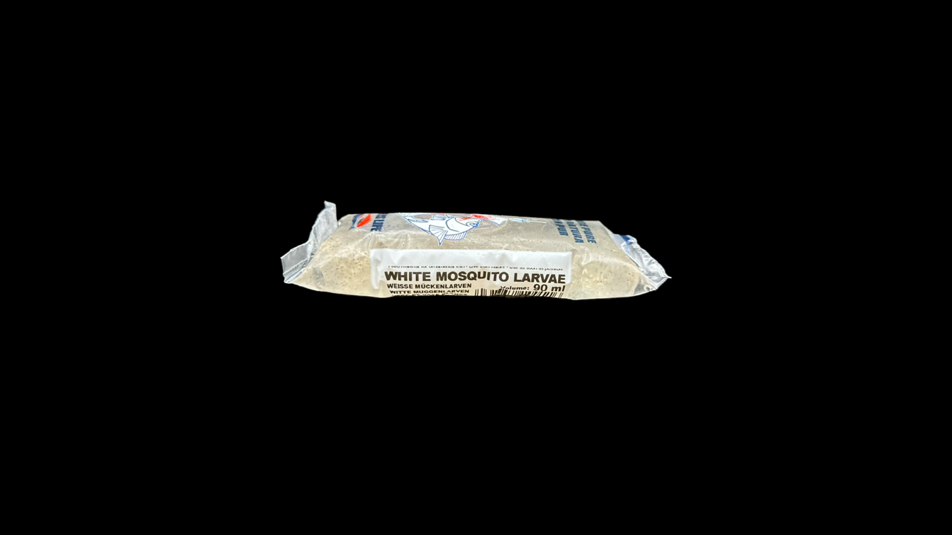 Lebendfutter verpackung mit weißen Mückenlarvem