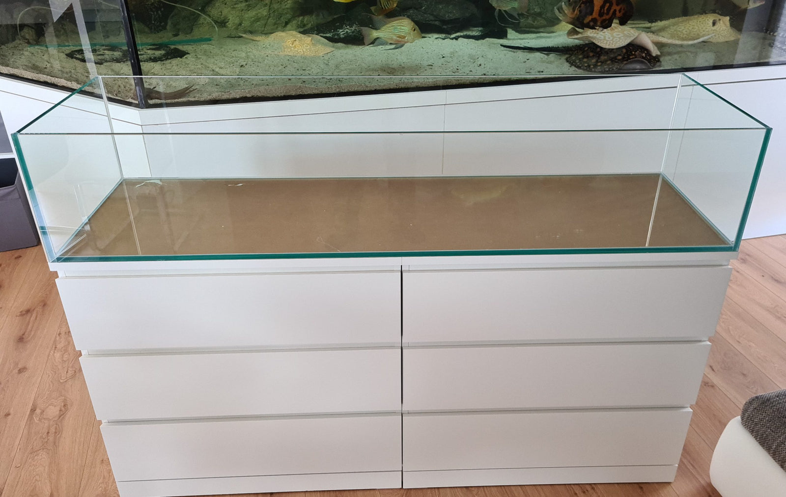 226L Aquarium 160x47x30cm mit transparentem Silikon für IKEA Malm