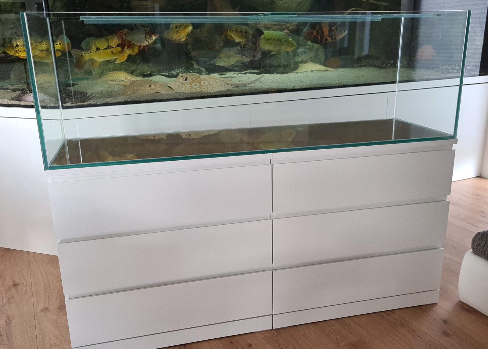 380L Aquarium 160x48x50cm für IKEA Malm mit transparentem Silikon
