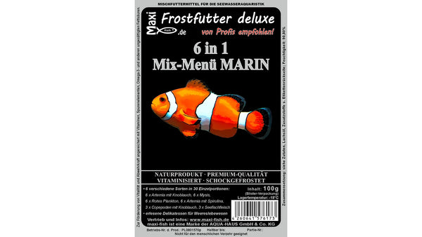 Mix-Menü MARIN 5 in 1 - Frostfutter für Meerwasserfische und Garnelen - maxi-fish