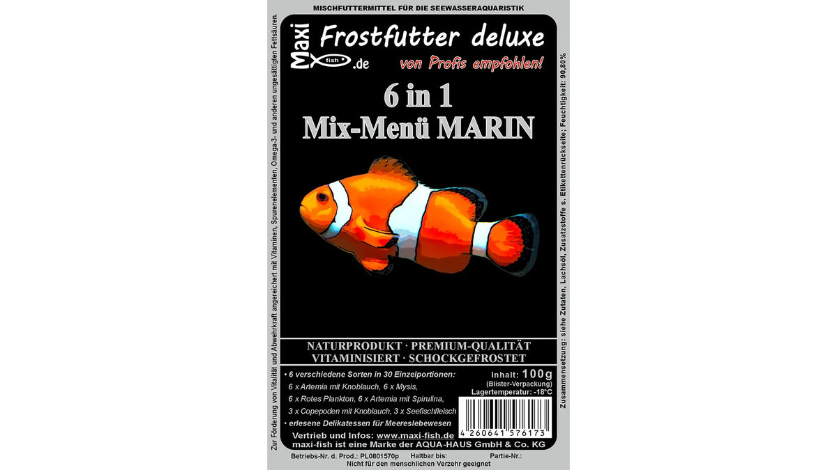 Mix-Menü MARIN 5 in 1 - Frostfutter für Meerwasserfische und Garnelen - maxi-fish