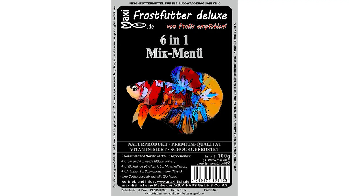 Mix-Menü 6 in 1 - Frostfutter für Aquarienfische und Garnelen - maxi-fish