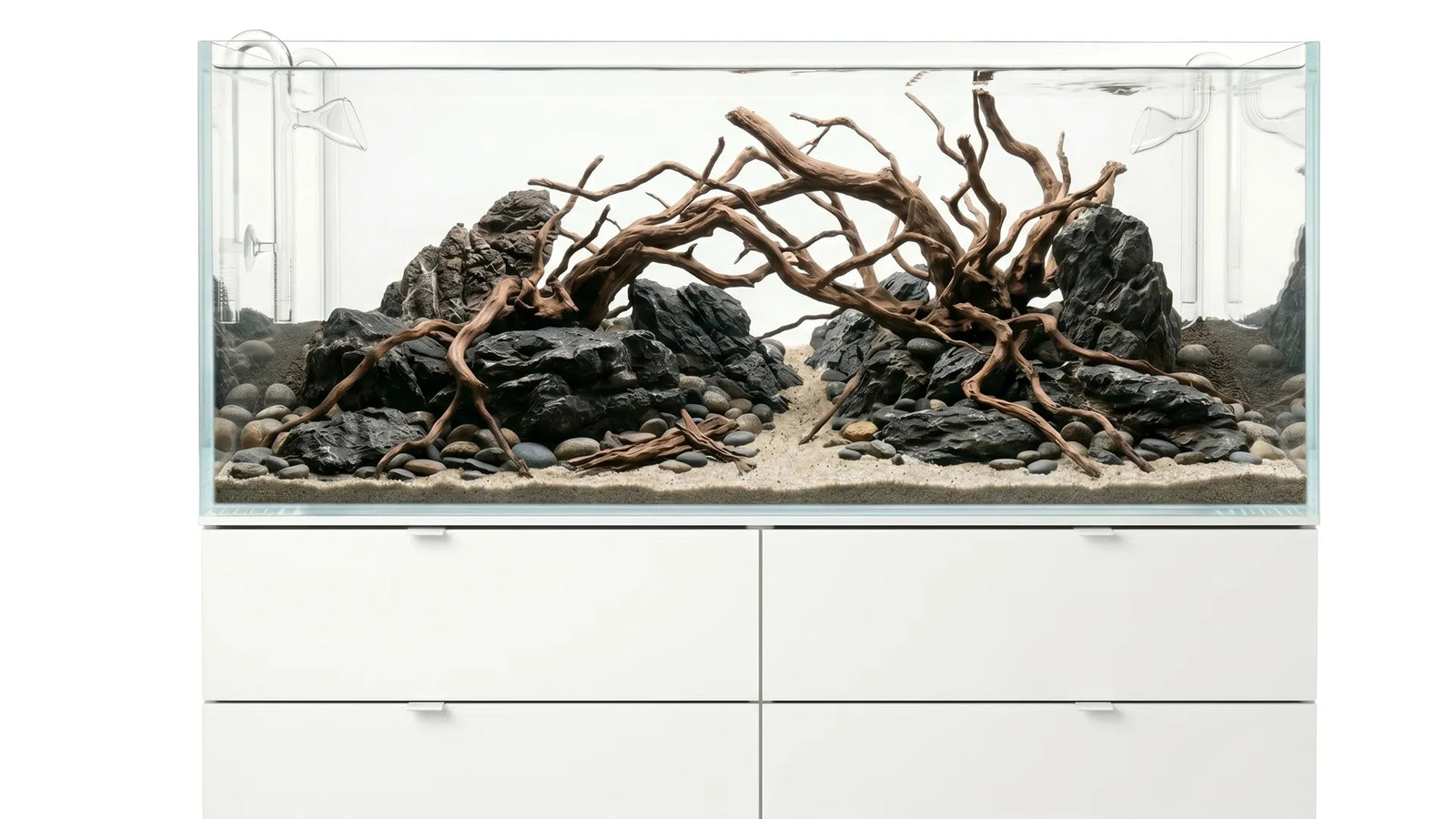 Aquascape Aquarium auf einem Aquarium 139,5x37x50cm (LxTxH) 258l für IKEA Vihals