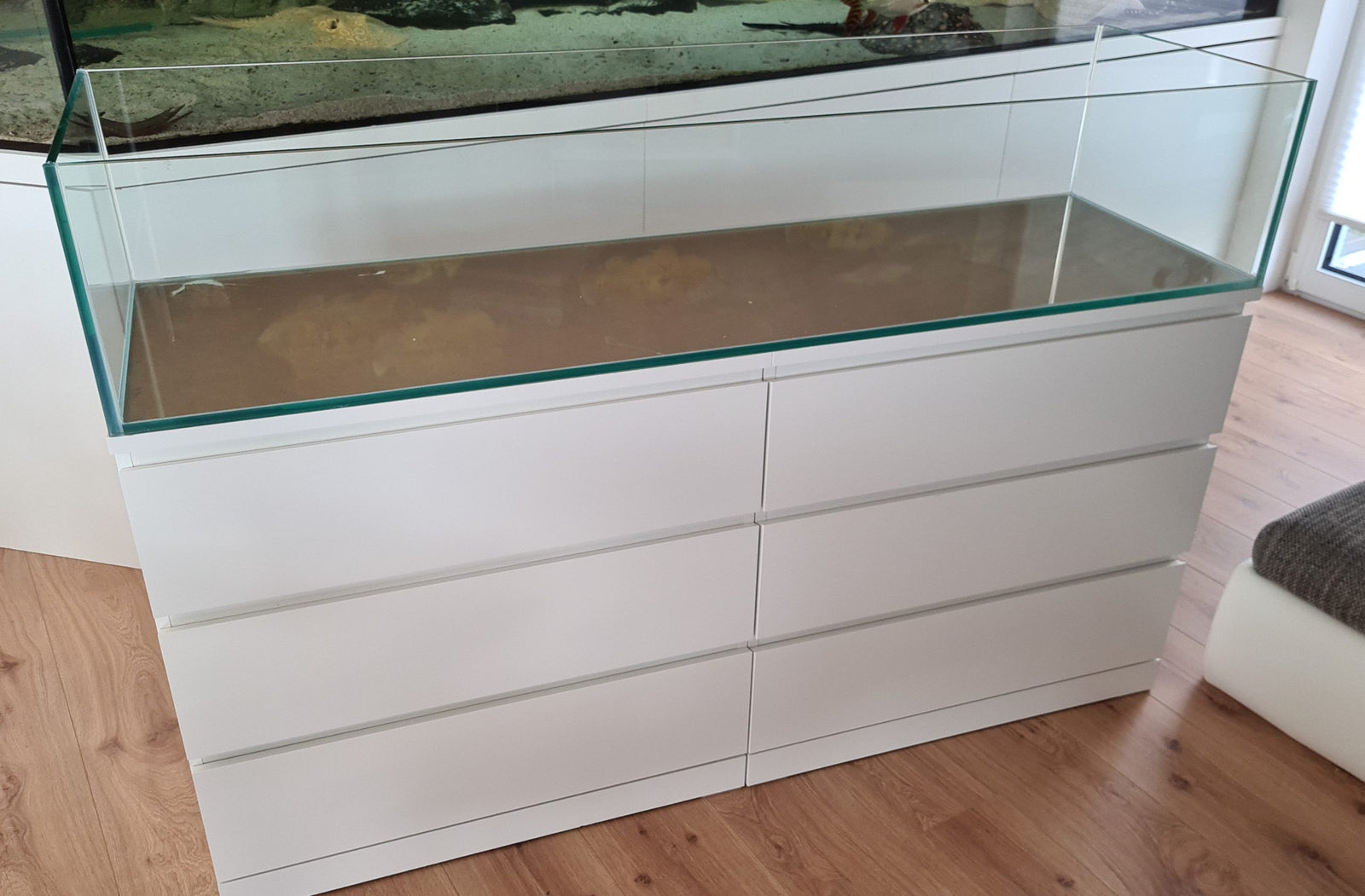 226L Aquarium 160x47x30cm mit transparentem Silikon für IKEA Malm
