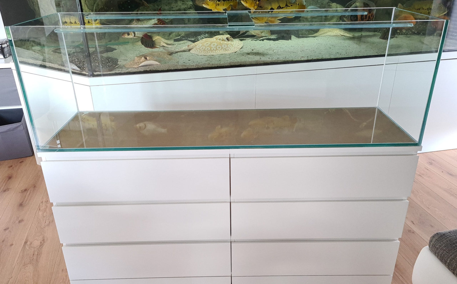 380L Aquarium 160x48x50cm für IKEA Malm mit transparentem Silikon
