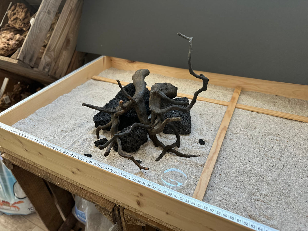 Aquascaping Zubehör mit Lava Steinen und Black Rost Wurzel