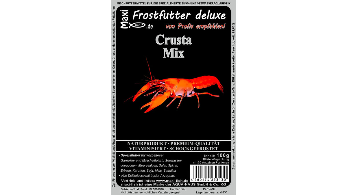 Crusta-Mix - Frostfutter von maxi-fish - Natürliches Alleinfutter für Garnelen und Zwerggarnelen