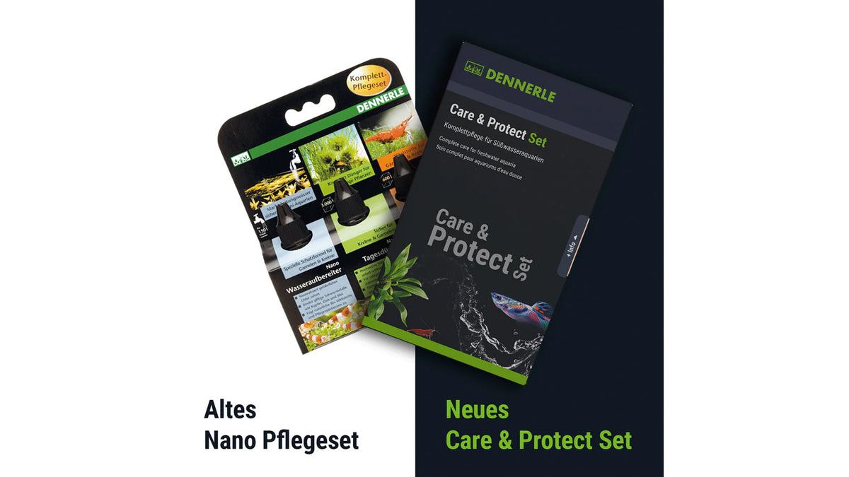 Nahaufnahme der Wirkstoffkombination des Dennerle Care & Protect Sets zur Förderung der Schleimhautregeneration bei Fischen und zur Unterstützung der Häutung bei Wirbellosen. Wissenschaftlich fundierte Aquarienpflege für höchste Ansprüche an die Tiergesundheit.