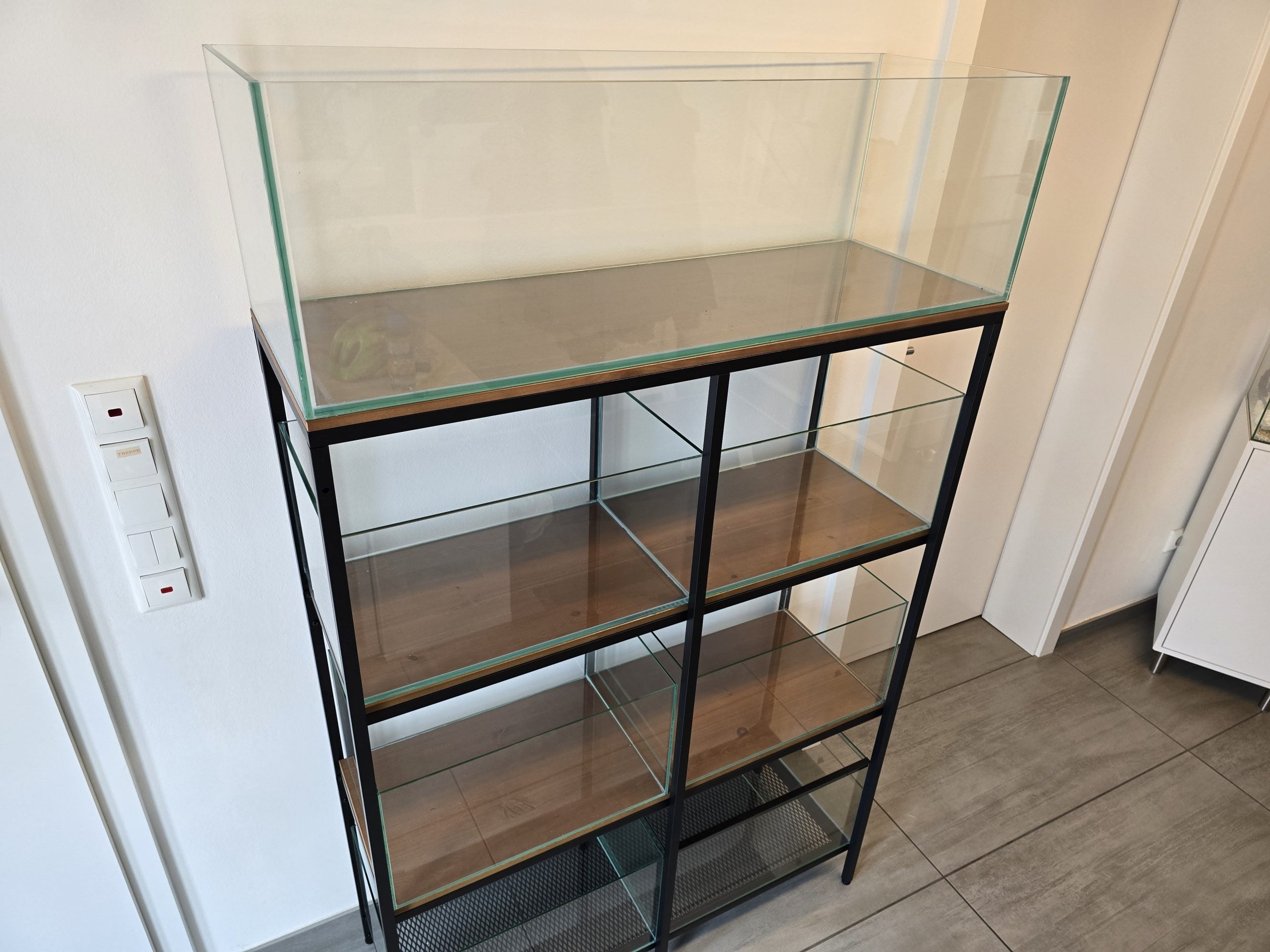 Aquarium 98,5x32x25cm (LxTxH) 79l für IKEA Fjällbo mit Trennscheibe