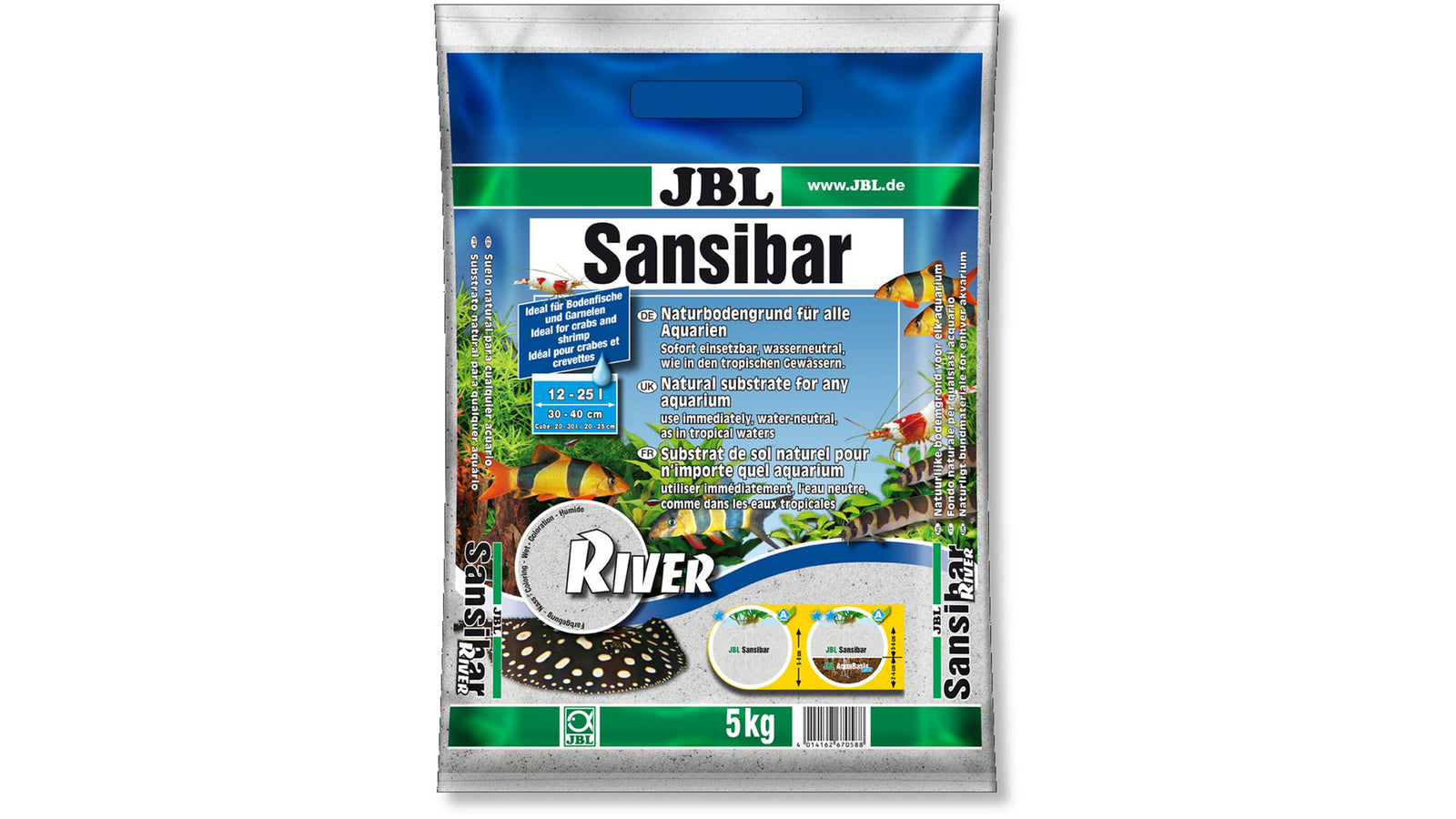 JBL Sansibar River - Feiner Bodengrund für Aquarien mit schwarzen Steinchen
