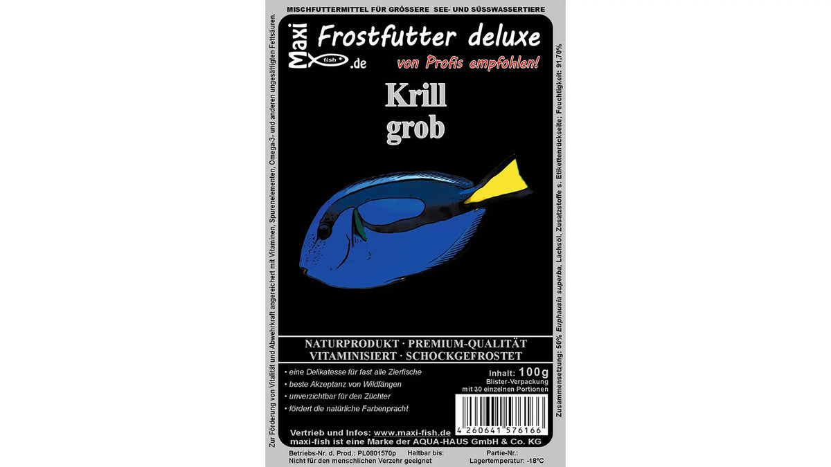 Krill grob - Frostfutter von maxi-fish | Premium Naturnahrung für Zierfische und Garnelen