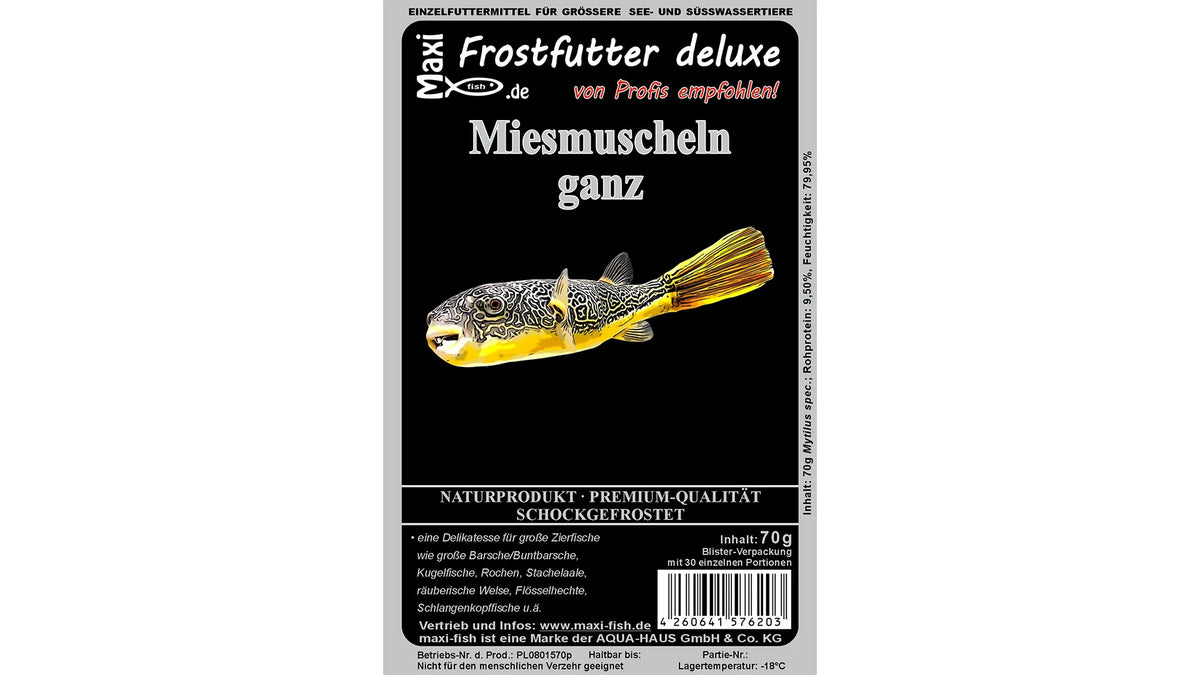 Miesmuscheln ganz Frostfutter für große Kugelfische von maxi-fish