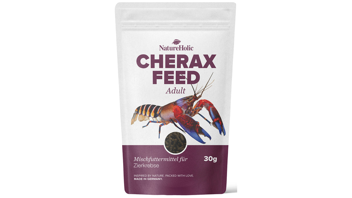 NatureHolic Cheraxfeed Adult Krebsfutter 30 g als wasserstabile Sticks für ausgewachsene Cherax Flusskrebse aus Papua