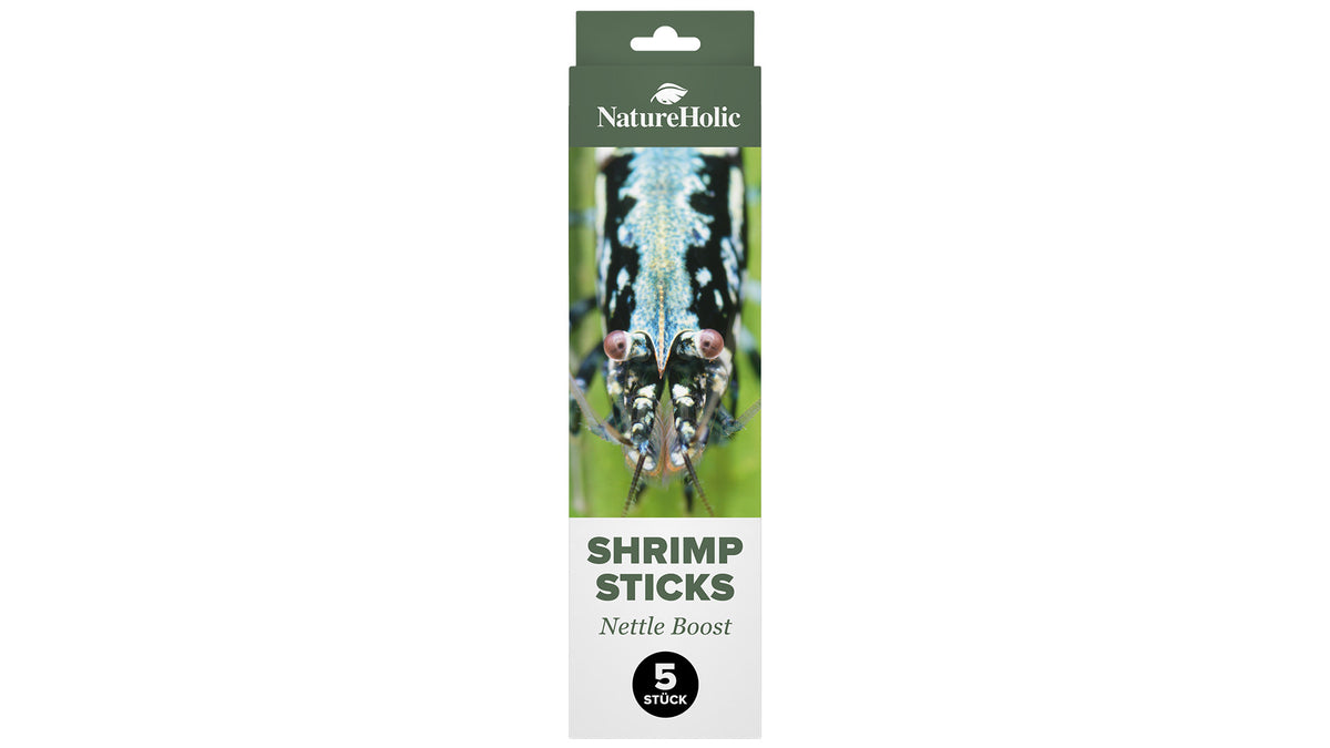 NatureHolic Garnelen Lollies Brennnessel Boost 5 Stück mit 24 Prozent Brennnesselpulver als Shrimp Sticks zum Stecken in den Bodengrund
