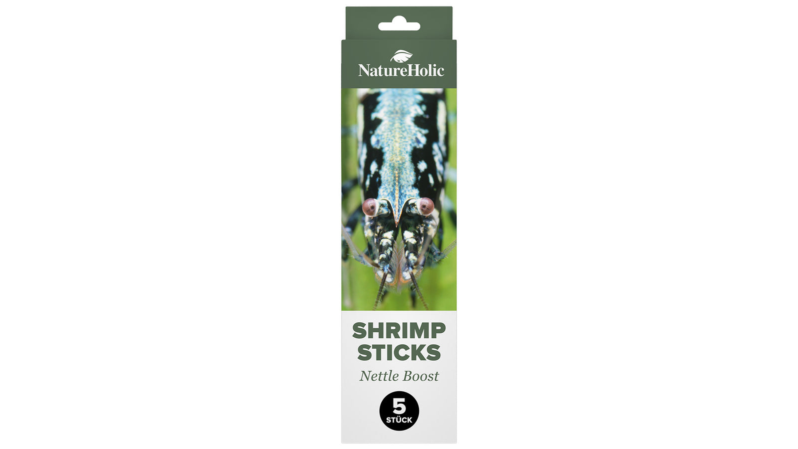 NatureHolic Garnelen Lollies Brennnessel Boost 5 Stück mit 24 Prozent Brennnesselpulver als Shrimp Sticks zum Stecken in den Bodengrund
