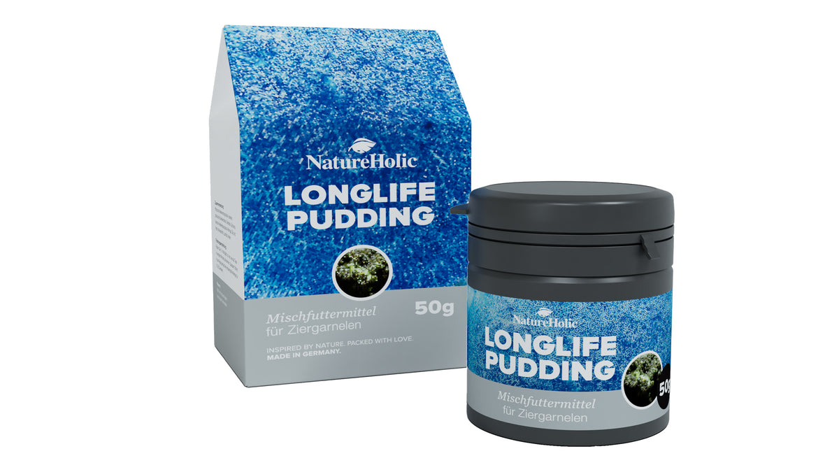 NatureHolic Longlife Pudding Garnelenfutter 50 ml als Slow Release Puddingpaste für Babygarnelen, Fächergarnelen, Pianoschnecken, Brotia und Muscheln

