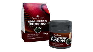 NatureHolic Snailfeed Pudding Schneckenfutter 50 g als Puddingpaste zum Andrücken an die Aquarienscheibe für Aufwuchs fressende Aquarienschnecken
