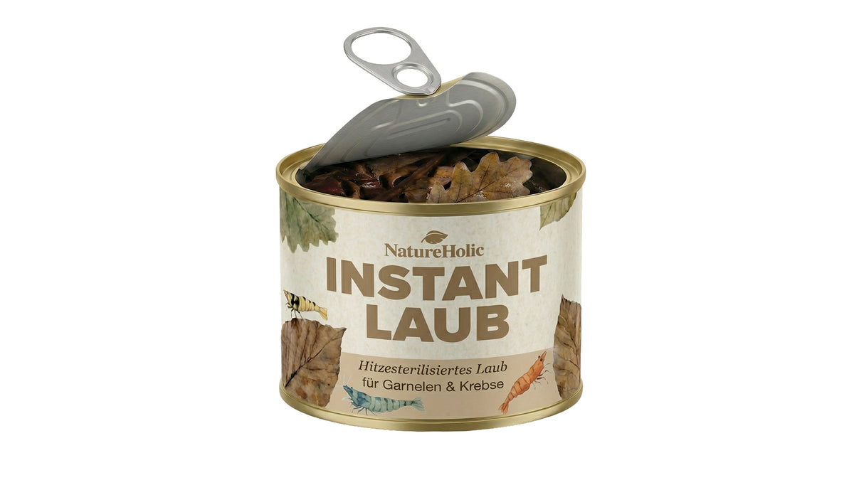 NatureHolic Instant Laub 100 g als sterilisierte und vorgewässerte Laubportionen fürs Aquarium für Garnelen, Krebse, Krabben und Schnecken