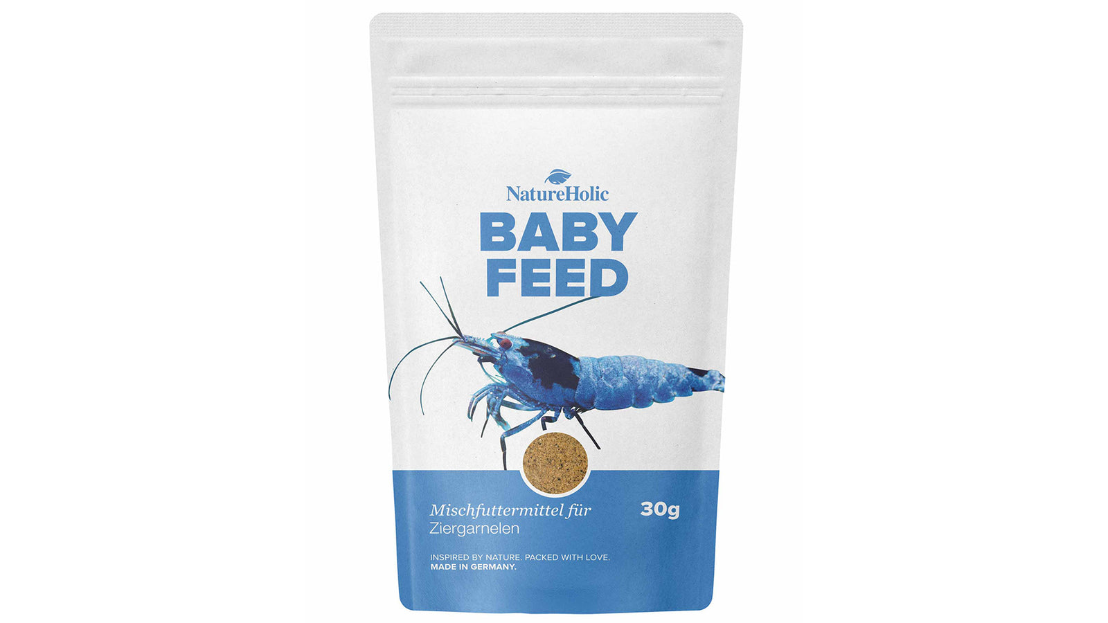 NatureHolic Babyfeed Aufzuchtgarnelenfutter 30 g für junge Garnelen im Aquarium