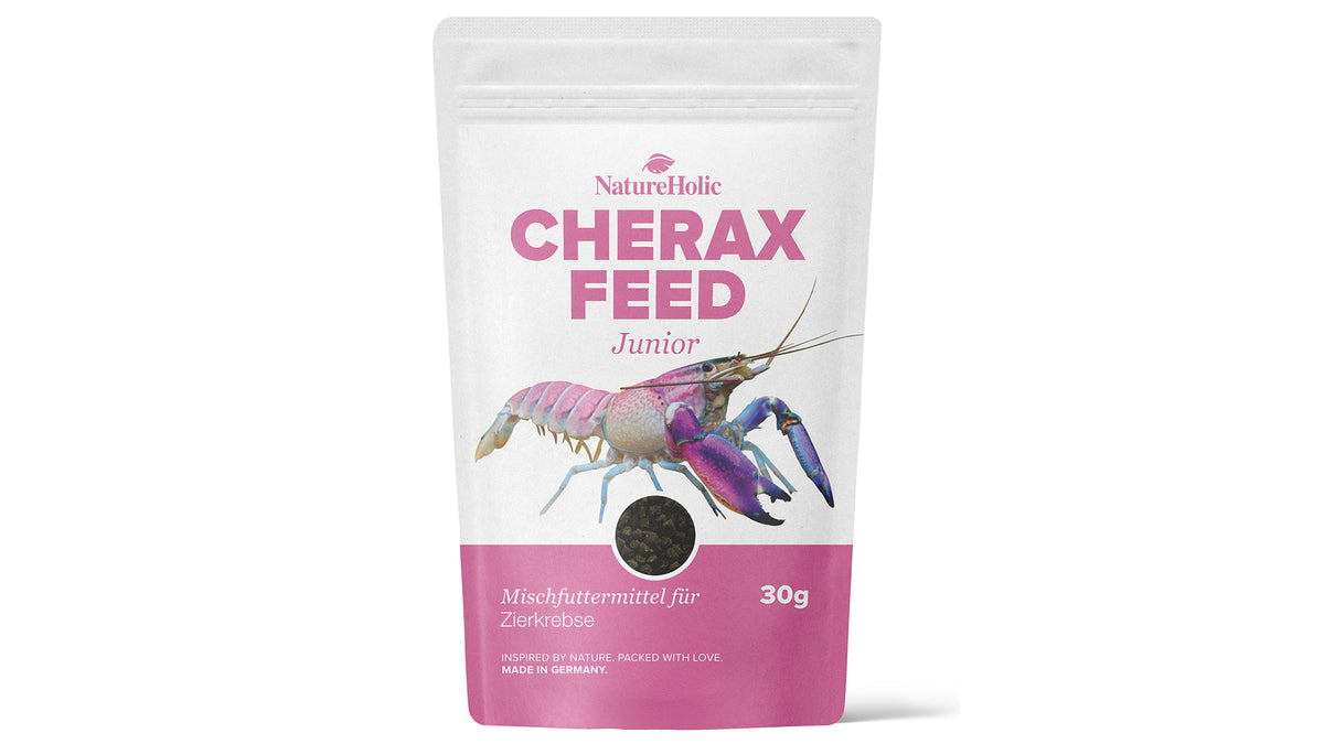 NatureHolic Cheraxfeed Junior Krebsfutter 30 g als wasserstabile Softpellets zur Aufzucht heranwachsender Cherax Flusskrebse aus Papua