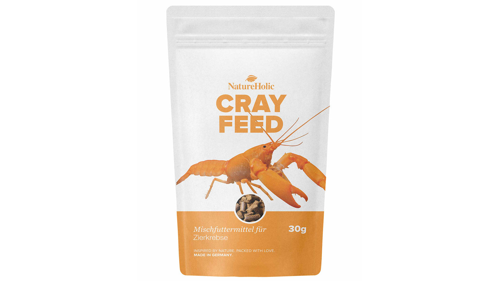NatureHolic Crayfeed Krebsfutter 30 g als wasserstabile Sticks für omnivore Süßwasserkrebse