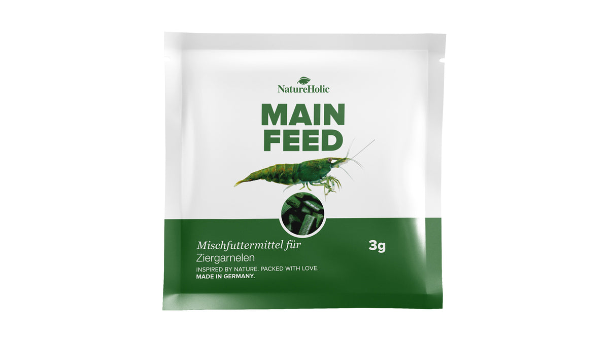 NatureHolic Mainfeed Garnelenfutter Probepackung 3 g als kaltgepresste Softpads für die tägliche Fütterung von Garnelen
