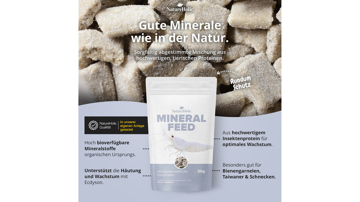 NatureHolic Mineralfeed Garnelenfutter 30 g als mineralreiche Pads für Garnelen, Krebse, Krabben und Schnecken