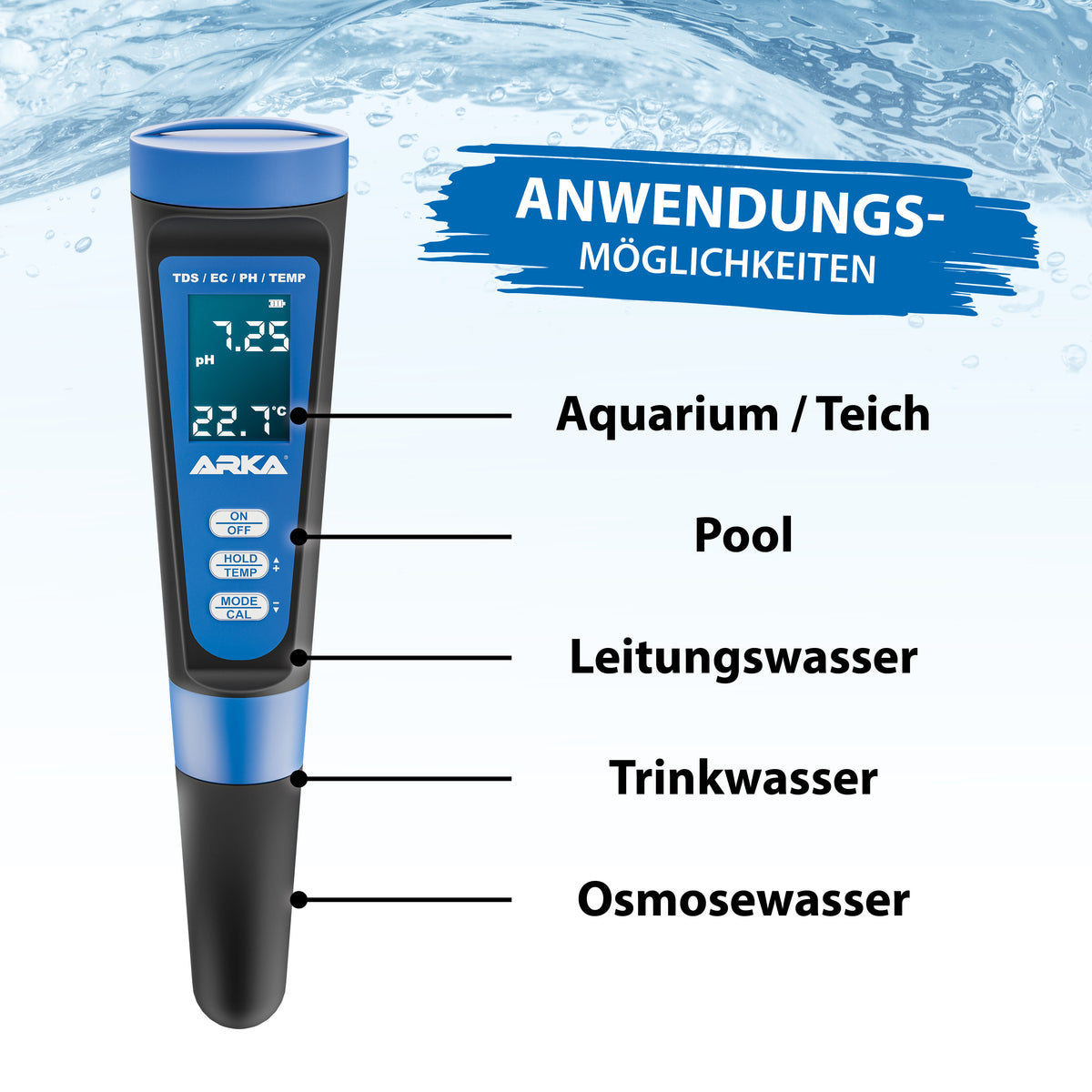 ARKA myAQUA Messgerät mit hoher Genauigkeit für Wasserwerte