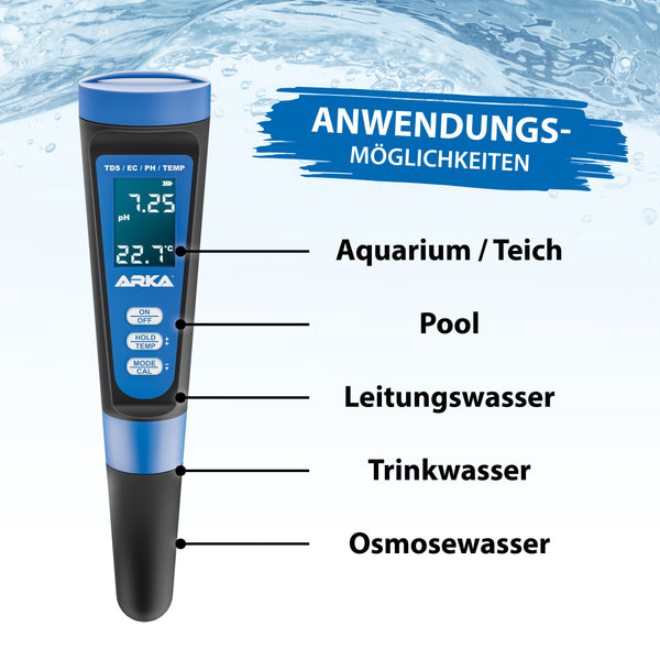 ARKA myAQUA pH/TDS/EC-Messgerät inkl. Thermometer