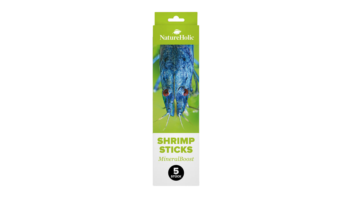 NatureHolic Garnelen Lollies Mineral Boost 5 Stück mit Mineralstoffen und Insekten als Shrimp Sticks für Panzeraufbau und Gehäuseaufbau