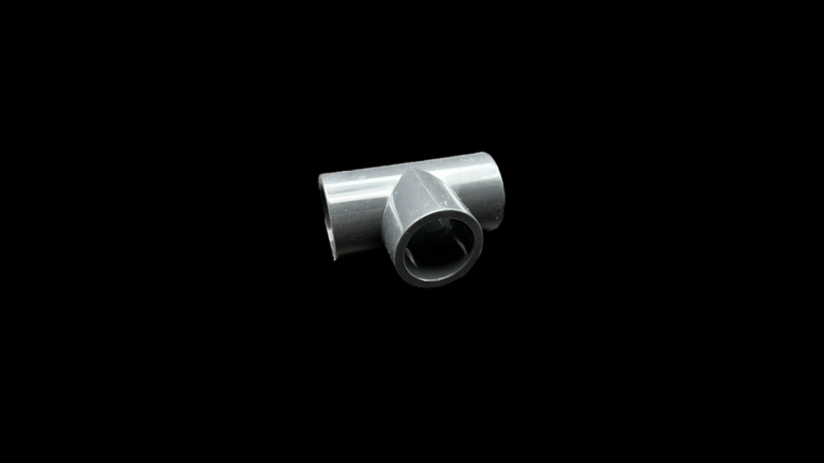 PVC 90° T-Stück mit Klebemuffen 25mm Dunkelgrau