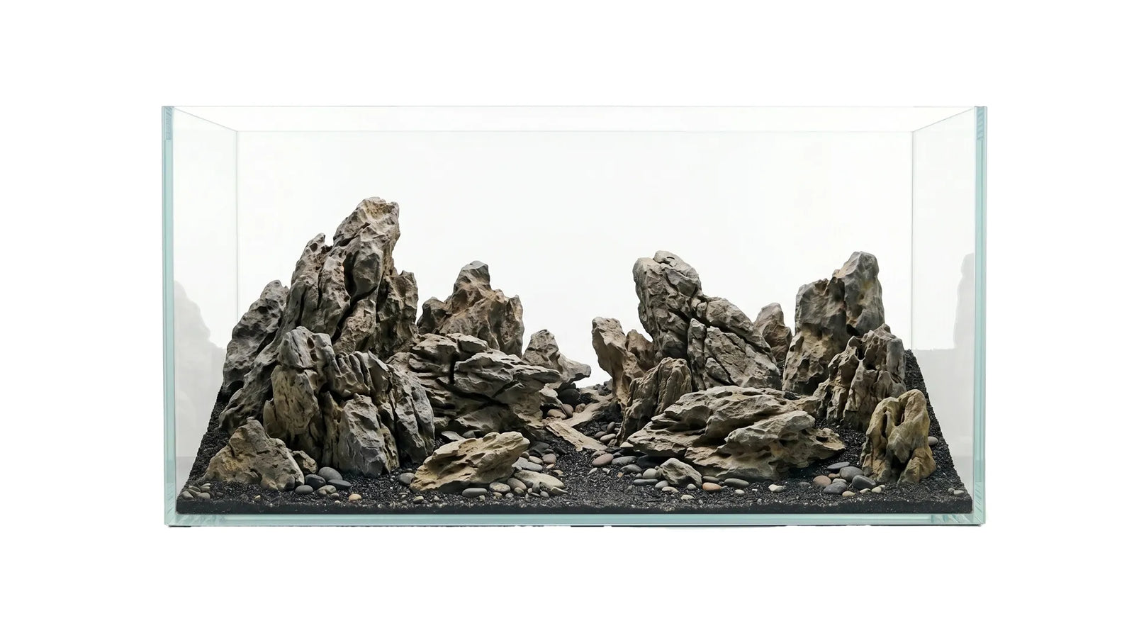 Aquascape Glas Aquarium mit Mini Lanschaft und Details in den maßen Weißglas-Aquarium 120x50x40cm (LxTxH) 240l