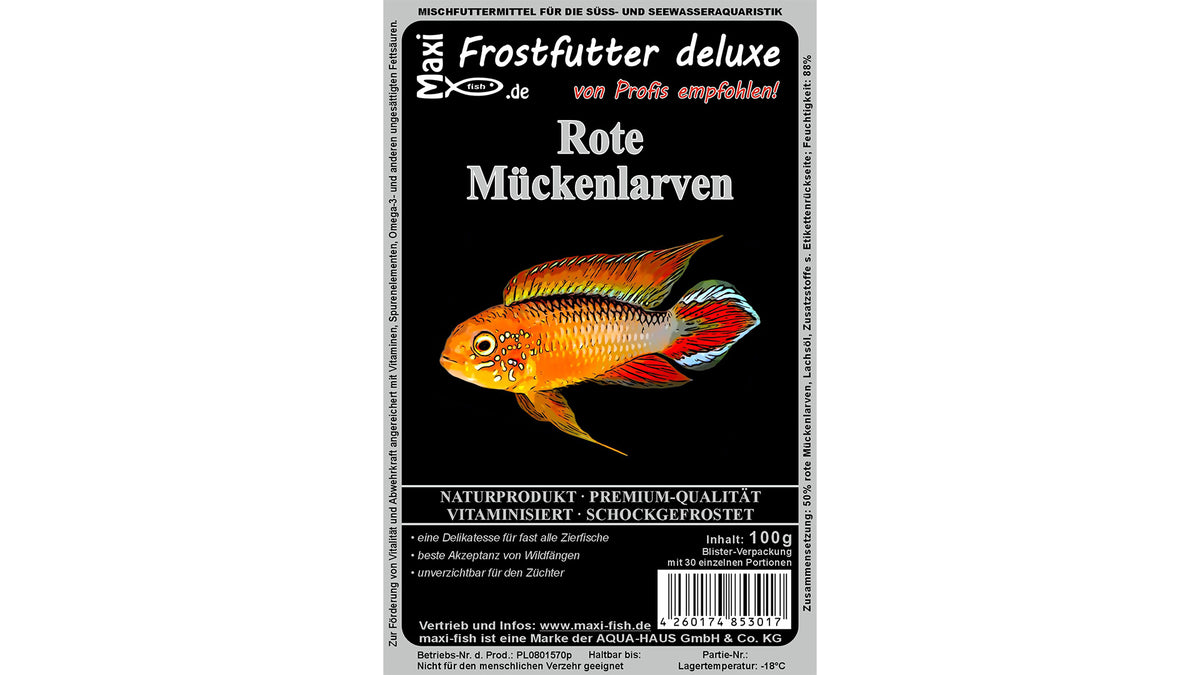 Rote Mückenlarven Frostfutter von maxi-fish | Premium Zierfischfutter für Aquarien