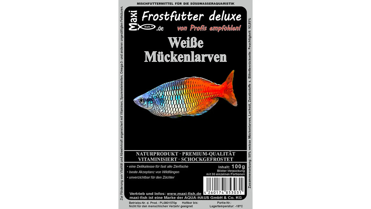 Weiße Mückenlarven Frostfutter von maxi-fish | Nährstoffreiches Lebendfutter für Aquarien