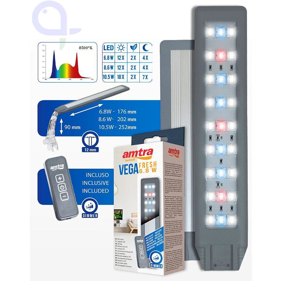 Amtra - Klemmleuchte Vega LED FRESH 10,5W - GarnelenTv-Shop
Amtra Klemmleuchte Vega LED FRESH 10,5W für Nanocubes
