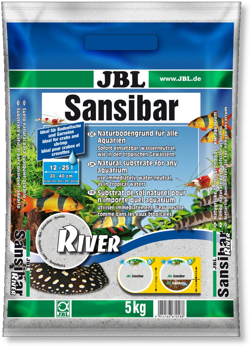 JBL Sansibar River - Feiner Bodengrund für Aquarien mit schwarzen Steinchen